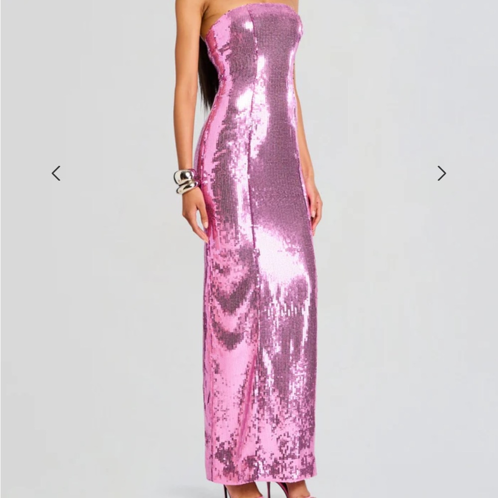 Pink Sequin Strapless Gown - Picture 3 of 11